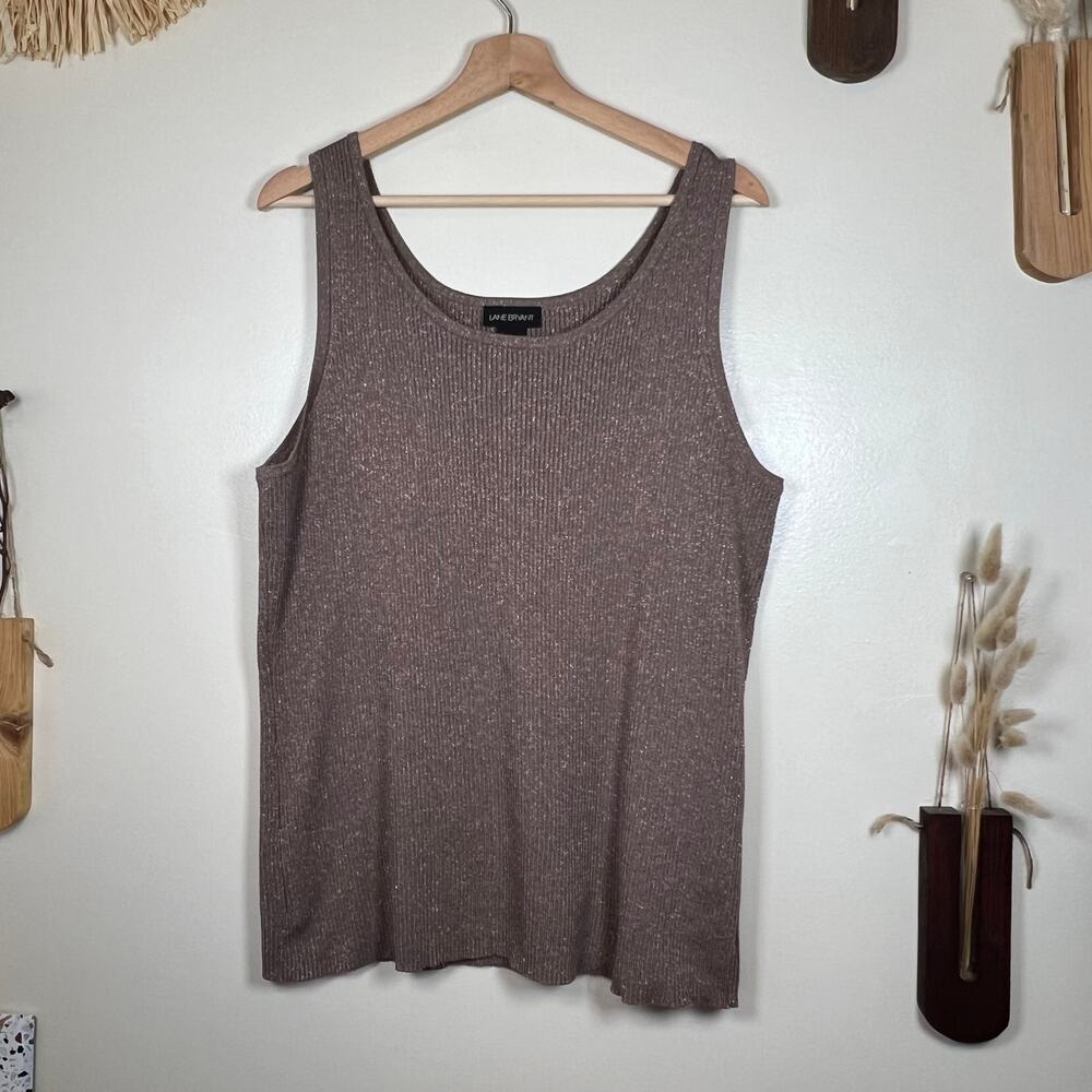 Women's Lane Bryant Glitter Brown Ribbed Tank Top Size 18/20
